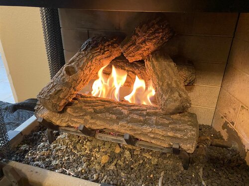 Gas Log Fireplace Fixture Ignited