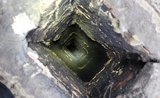 Inside of a dirty chimney